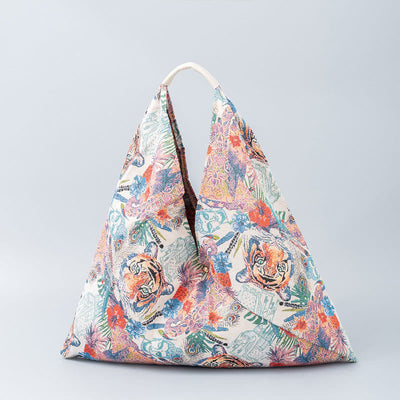 Buddha Stones Geometry Tiger Flowers Leopard Stripes Print Underarm Triangle Shoulder Bag Handbags BS Tiger Flowers 58*5*58cm