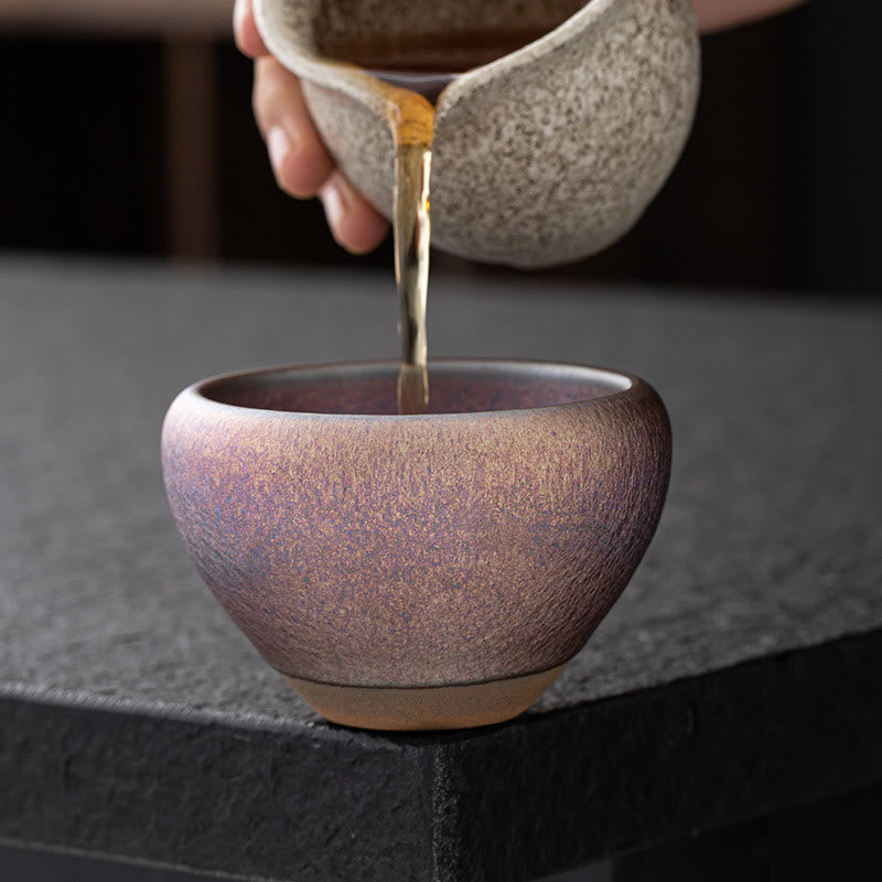 Buddha Stones Vintage Purple Rainbow Chinese Jianzhan Kiln Change Porcelain Teacup Kung Fu Tea Cup Jian Zhan Tea Cup BS 4