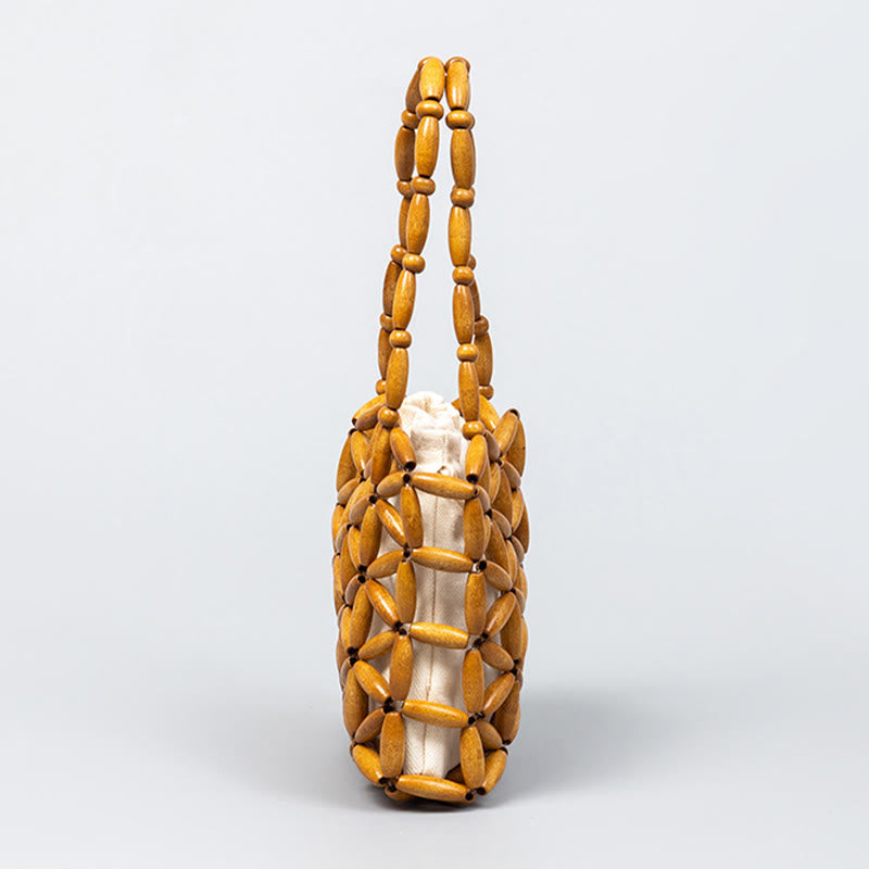 Buddha Stones Hand-woven Mini Wooden Beads Handbag Handbags BS 1