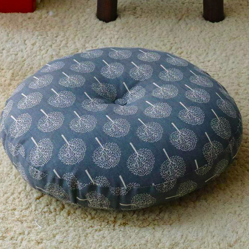 Buddha Stones Lotus Simple Pattern Linen Meditation Seat Cushion Home Living Room Decoration Decorations buddhastoneshop Detachable 40cm*10cm LightSteelBlue