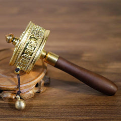Buddha Stones Tibetan Prayer Wheel Six True Words Sandalwood Healing Decoration Decorations BS Gold