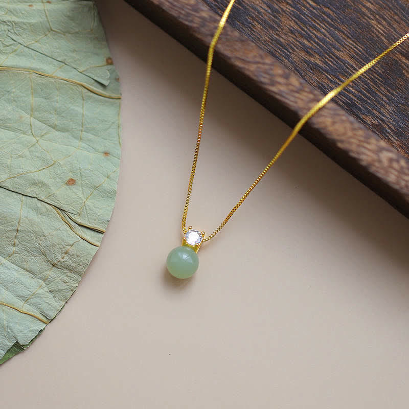 Buddha Stones Lucky Bead Jade Prosperity Chain Necklace Pendant Necklaces & Pendants BS 1