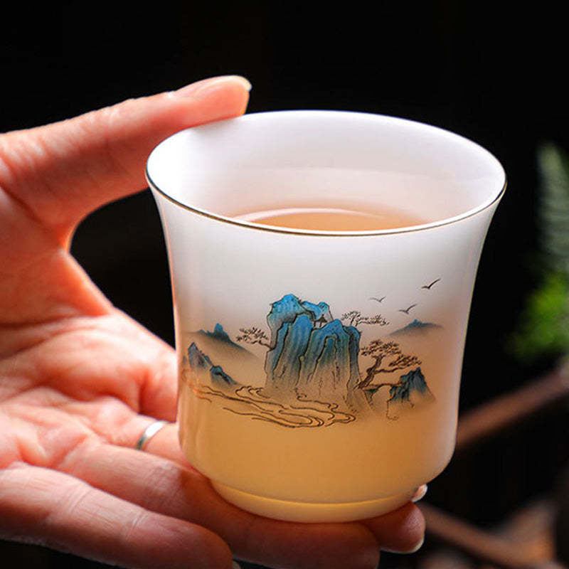 Buddha Stones Mountains Rivers Tree Ceramic Teacup Kung Fu Tea Cup 120ml Cup BS 9