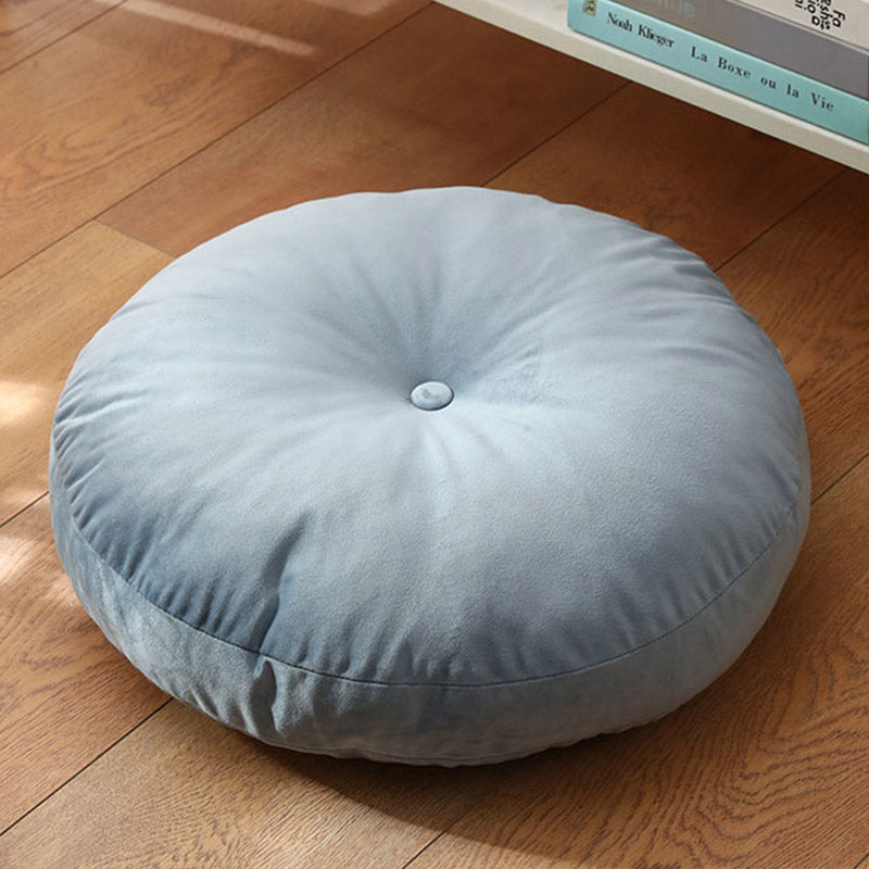 Buddha Stones Lotus Simple Pattern Linen Meditation Seat Cushion Home Living Room Decoration Decorations buddhastoneshop Detachable 40cm*10cm PowderBlue