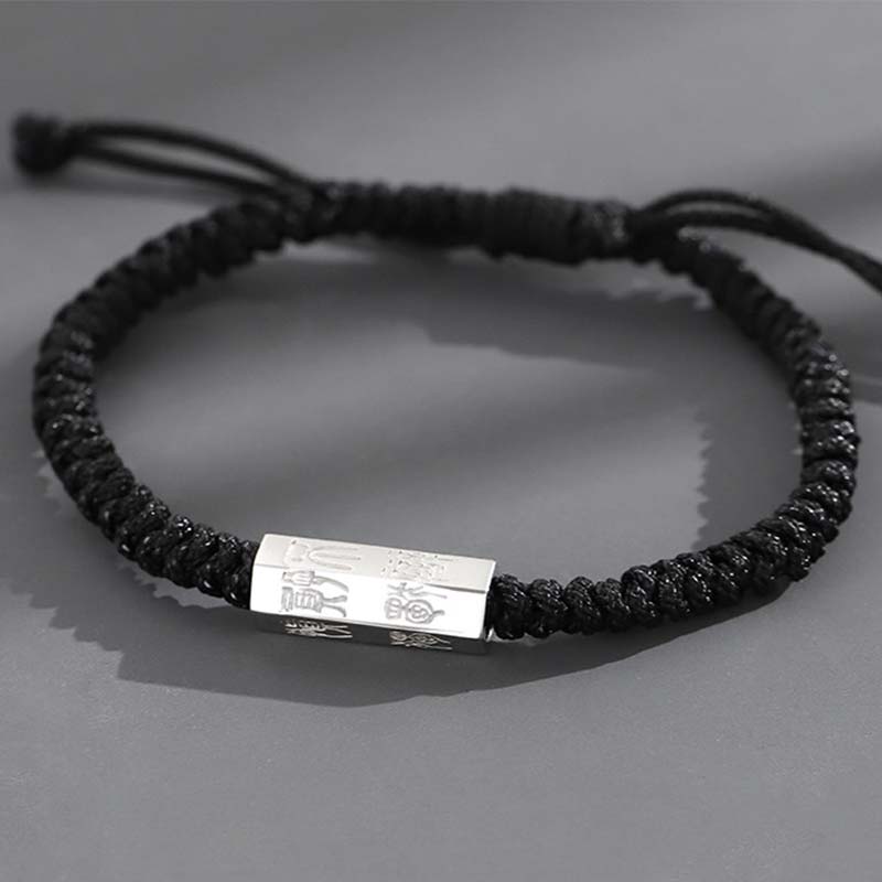 Foviel 925 Sterling Silber Buchstabe Gravieren Segnung String Armband