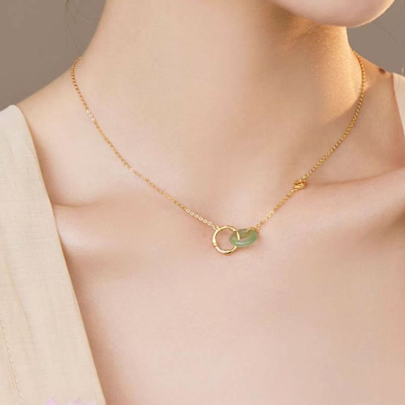 Buddha Stones 925 Sterling Silver Natural Green Aventurine Peace Buckle Bamboo Coin Prosperity Necklace Pendant Necklace BS 5
