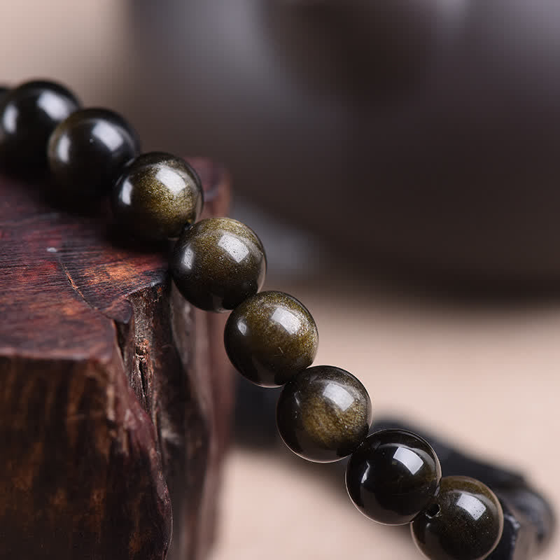 Buddha Stones Gold Sheen Obsidian Black Tourmaline Wealth Bracelet - image 7