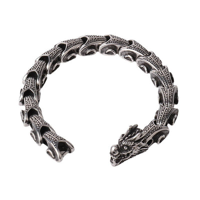 Buddha Stones Dragon Titanium Steel Luck Bracelet Bangle Bracelet Bangle BS 5