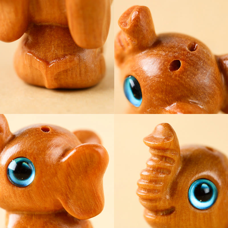 Foviel Sandalwood Small Leaf Red Sandalwood Green Sandalwood Lucky Mini Elephant Carved Protection Decoration