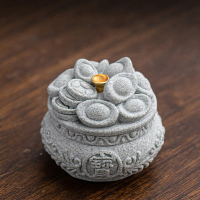 Buddha Stones Chinese Character Fu Ingots Healing Incense Burner Desk Decoration Incense Burner BS 14