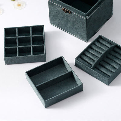 Buddha Stones Jewelry Box Organizer Three-Layer Jewelry Storage Box Flannel Gift Box Jewelry Box BS 3