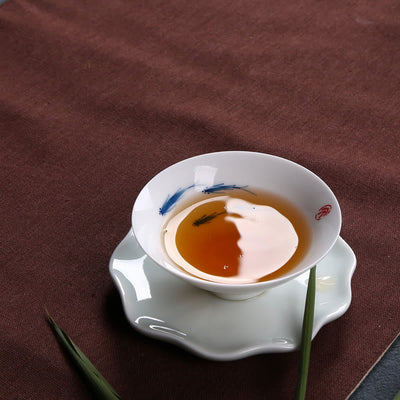 Buddha Stones Jingdezhen Blue and White Porcelain Koi Fish Ceramic Teacup Kung Fu Tea Cups Cup BS 5