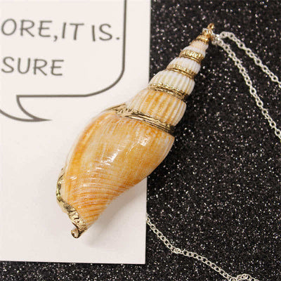 Buddha Stones Natural Shankha Conch Shell Seashell Lucky Necklace Pendant Necklaces & Pendants BS 11