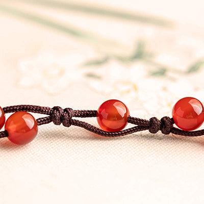 Bracelet calme Foviel en agate rouge, agate mousse et cinabre