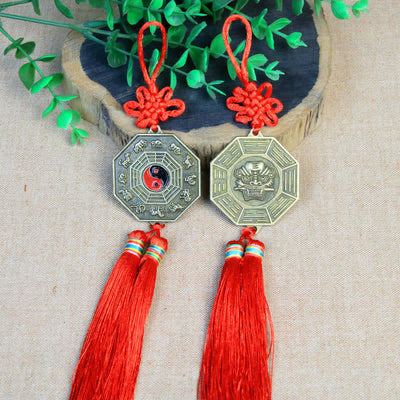 Buddha Stones Feng Shui Bagua Map Chinese Knotting Harmony Energy Map Mirror Bagua Map BS 5CM Kirin Bagua Map