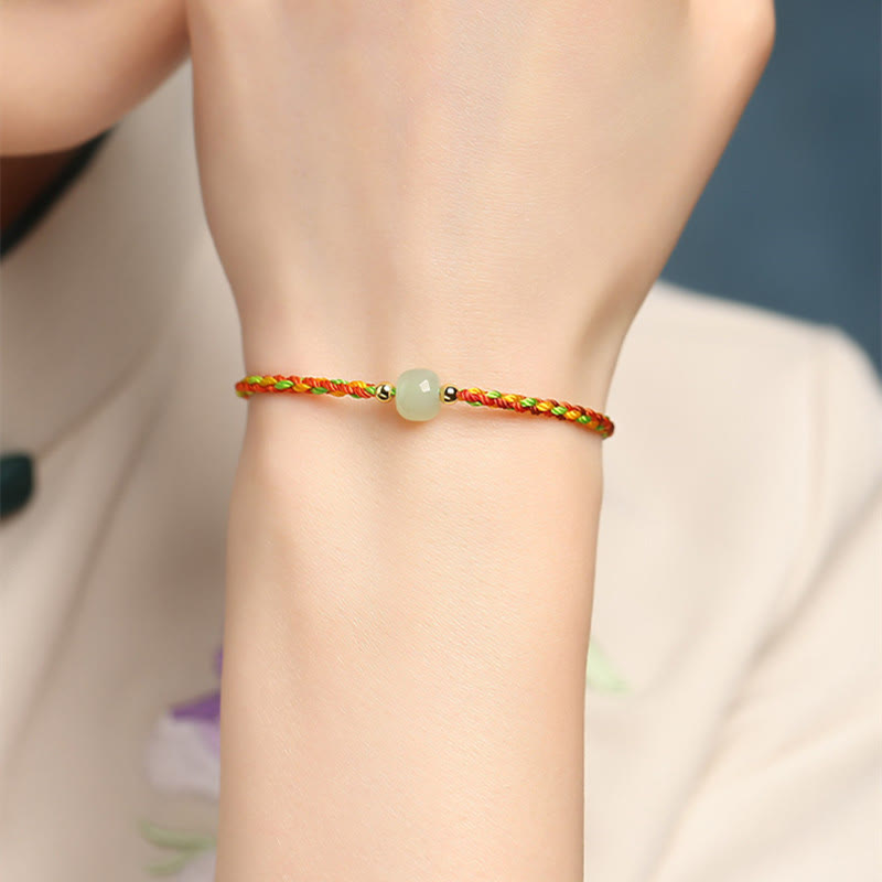Buddha Stones Colorful Rope Luck Jade Bead Abundance Bracelet Bracelet BS 3