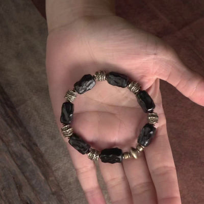 Buddha Stones Tibetan Ebony Wood Copper Calm Peace Bracelet Bracelet BS 8