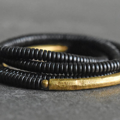 Buddha Stones Ebony Wood Copper Balance Multilayered Bracelet Bracelet BS 8