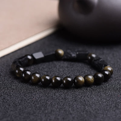 Buddha Stones Gold Sheen Obsidian Black Tourmaline Wealth Bracelet - image 5