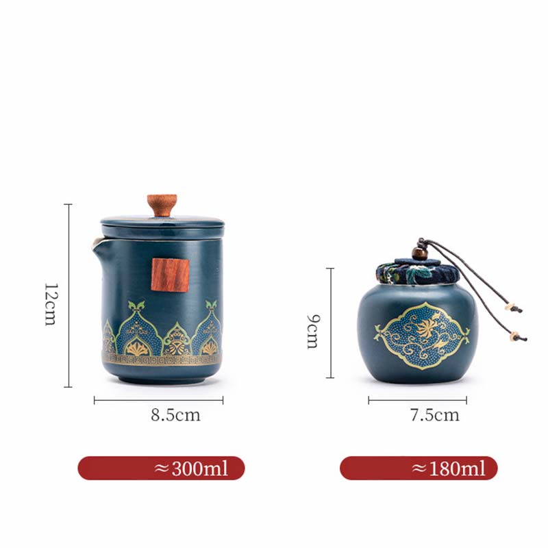Buddha Stones Flower Chinese Gongfu Ceramic Teapot Portable Outdoor Travel Tea Set Bag Teapot BS 18