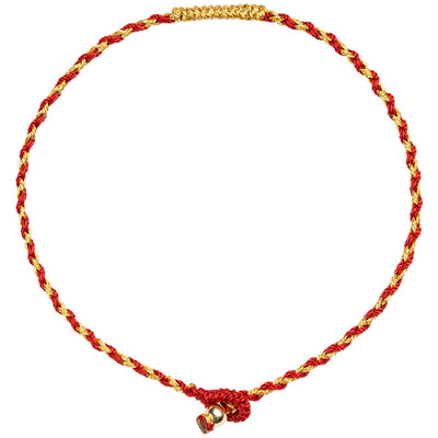 Buddha Stones 14K Gold Plated Handmade Red Gold Rope King Kong Knot Braided Luck Bracelet Bracelet BS 10