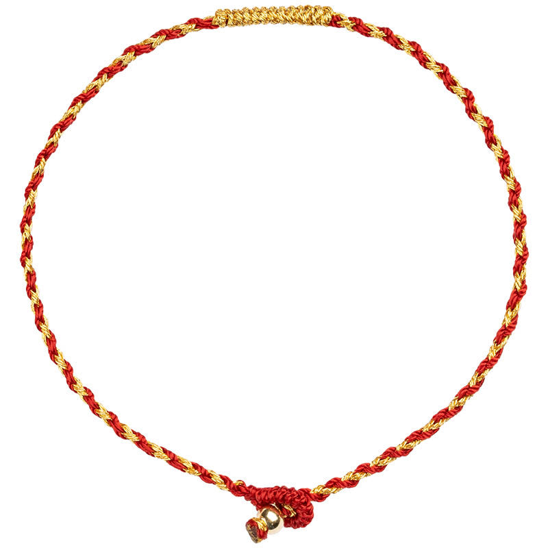 Buddha Stones 14K Gold Plated Handmade Red Gold Rope King Kong Knot Braided Luck Bracelet Bracelet BS 10