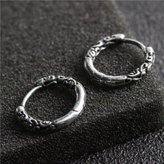 Buddha Stones Viking Celtic Hoop Titanium Steel Balance Earrings Earrings BS Silver