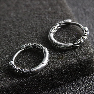 Buddha Stones Viking Celtic Hoop Titanium Steel Balance Earrings Earrings BS Silver