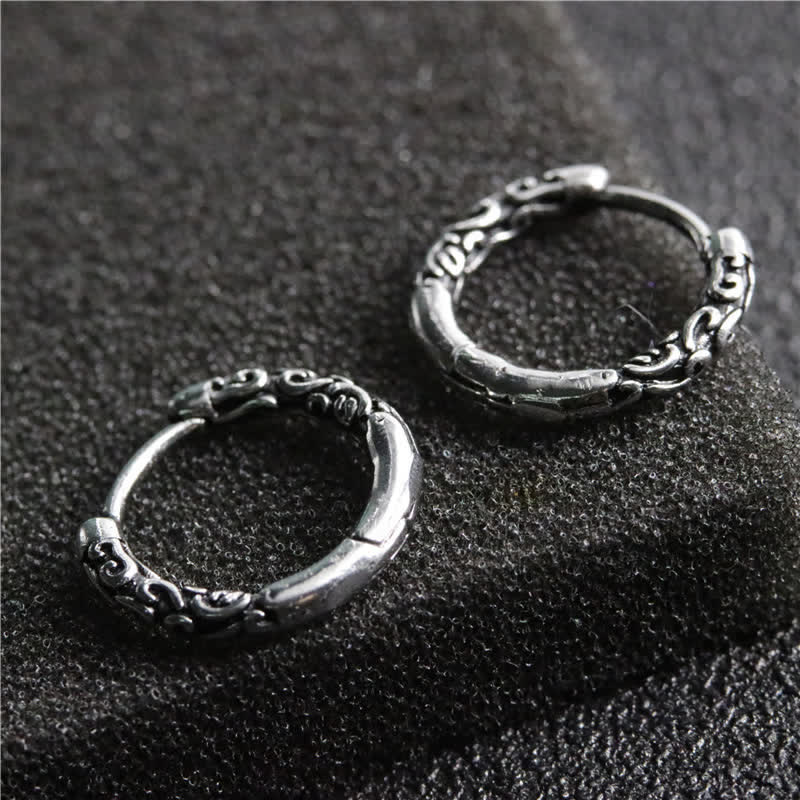 Buddha Stones Viking Celtic Hoop Titanium Steel Balance Earrings Earrings BS Silver