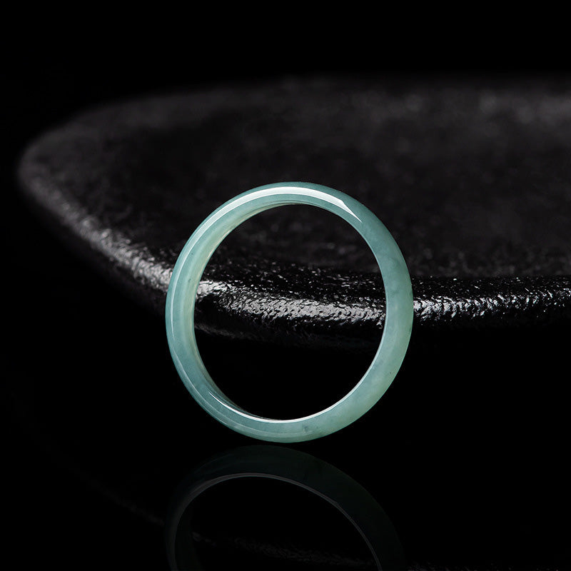 Buddha Stones Natural Jade Prosperity Protection Ring Ring BS 6