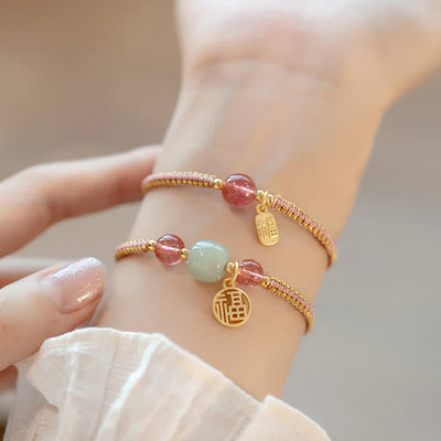 Buddha Stones Red Agate Jade Lotus Confidence Calm String Bracelet Bracelet BS 18