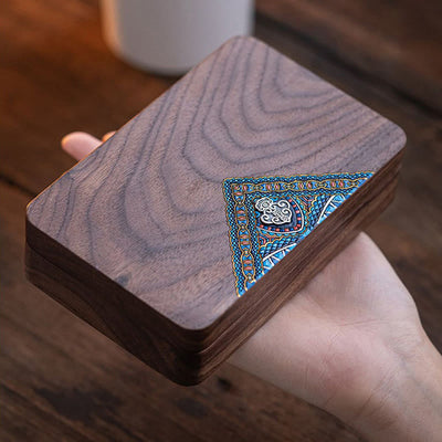 Buddha Stones Vintage Handmade Black Walnut Wood Jewelry Storage Box Wooden Gift Box Jewelry Storage Box BS 12