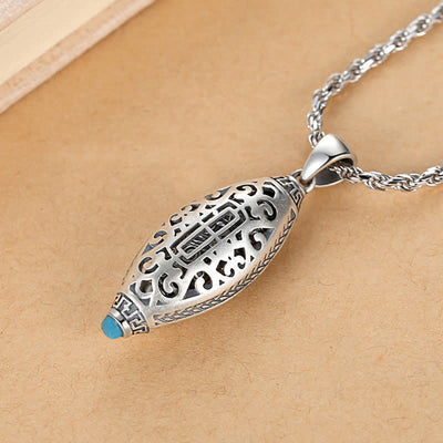 Buddha Stones Tibet Om Mani Padme Hum Protection Necklace Rotatable Pendant Necklaces & Pendants BS 4