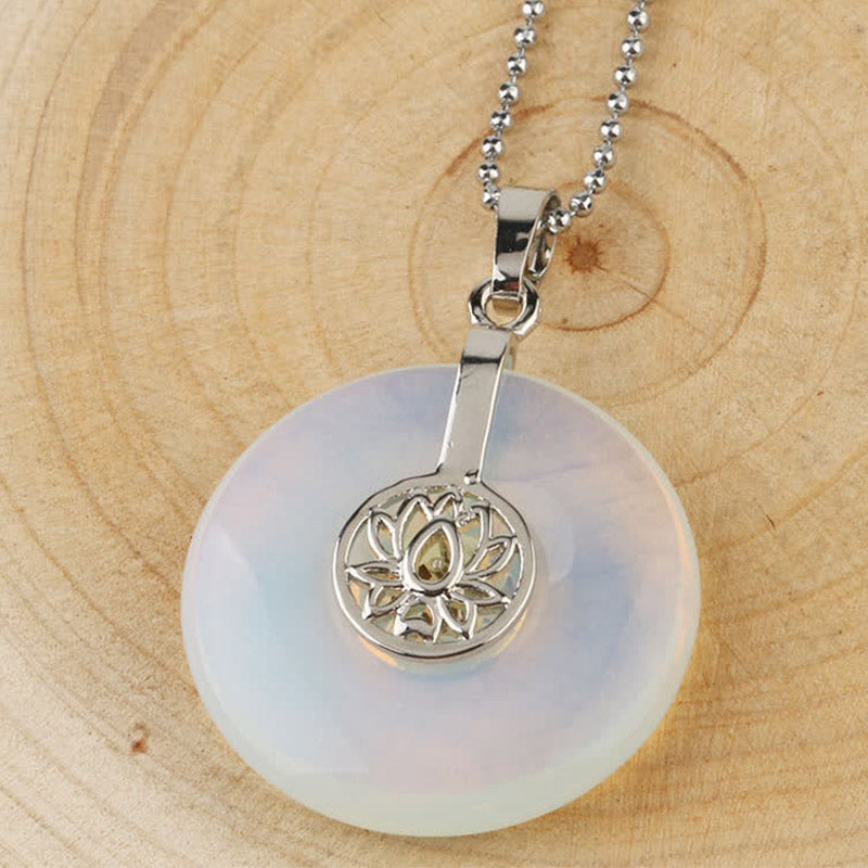 Buddha Stones Various Crystal Amethyst Pink Crystal Lotus Healing Necklace Pendant Necklaces & Pendants BS Opal