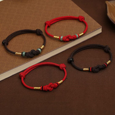 Foviel Red String Jade Luck Fortune Knot Braided Couple Bracelet