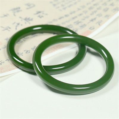 Buddha Stones Cyan Jade Longevity Blessing Bangle Bracelet Bracelet BS 1
