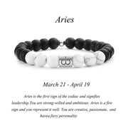 Foviel 12 Constellations of the Zodiac Natural Frosted Stone White Turquoise Bead Fortune Bracelet