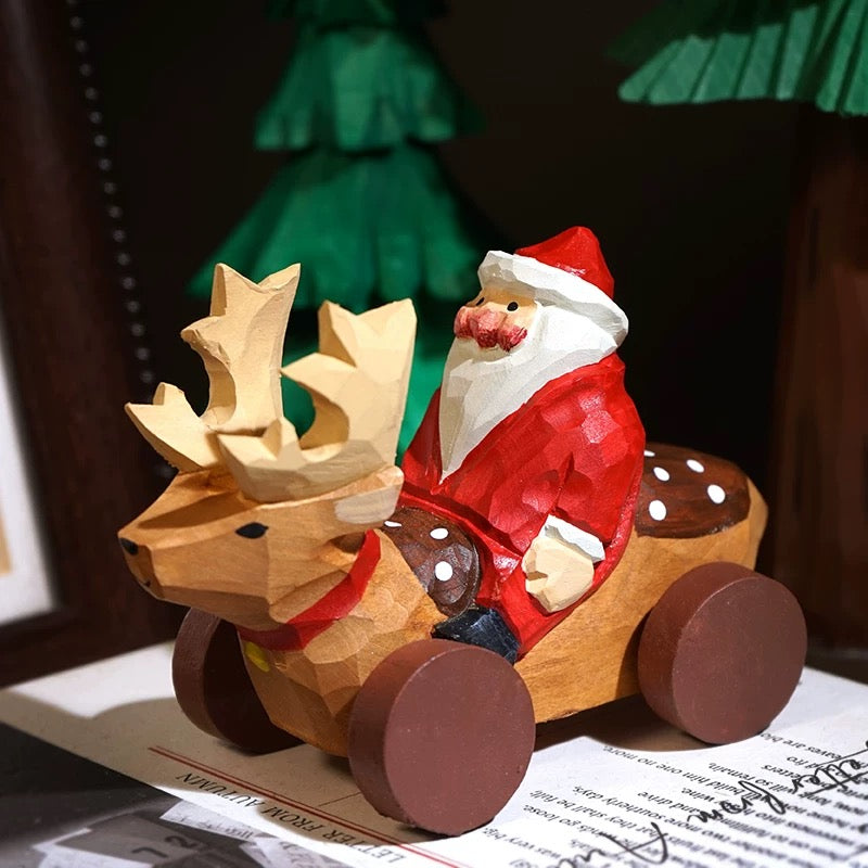 Adornos de Navidad de Madera Maciza Tallados a Mano