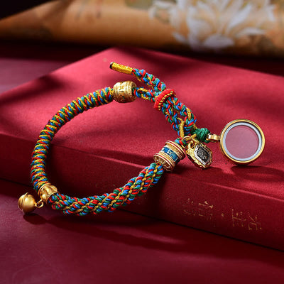 Foviel Tibetische Om Mani Padme Hum Geschnitzte Zakiram Göttin des Reichtums Charm Amulett Armband