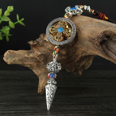 Buddha Stones Tibet Om Mani Padme Hum Vajra Dorje Spiritual Car Hanging Decoration Car Hanging Decoration BS 3