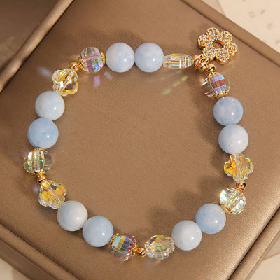 Buddha Stones Natural Aquamarine Flower Healing Crystal Bracelet Bracelet BS 4