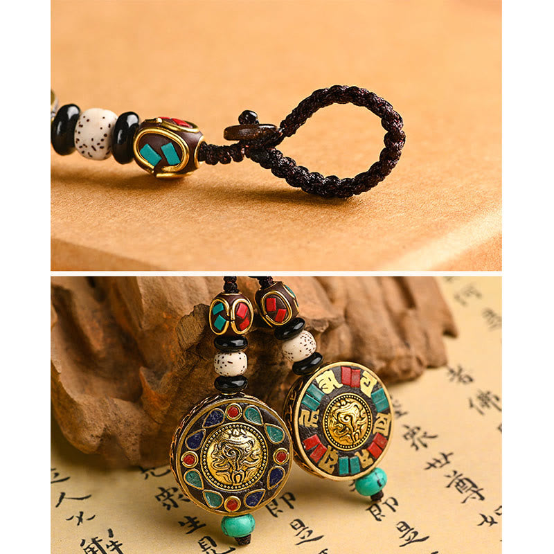 Buddha Stones Tibetan Om Mani Padme Hum Bodhi Seed Peace Key Chain Key Chain BS 3