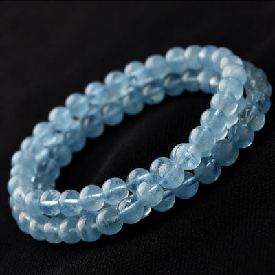 Buddha Stones Natural Aquamarine Peace Healing Bracelet Bracelet BS 7mm