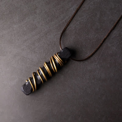 Buddha Stones Tibet Ebony Wood Copper Balance Peace Necklace Pendant Necklaces & Pendants BS Ebony Wood (Balance ♥ Calm)