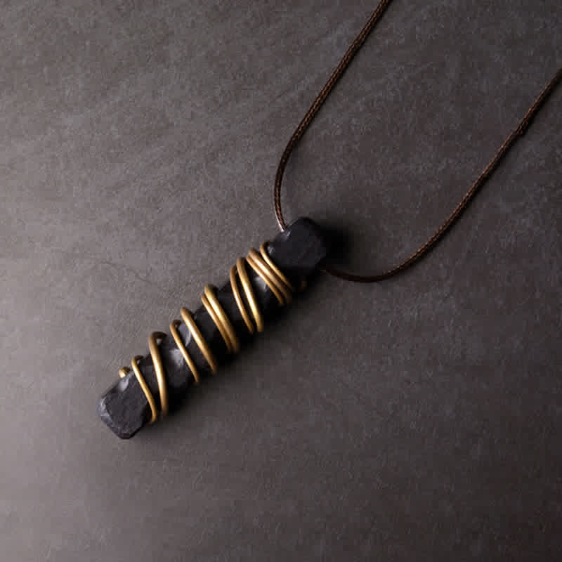 Buddha Stones Tibet Ebony Wood Copper Balance Peace Necklace Pendant Necklaces & Pendants BS Ebony Wood (Balance ♥ Calm)