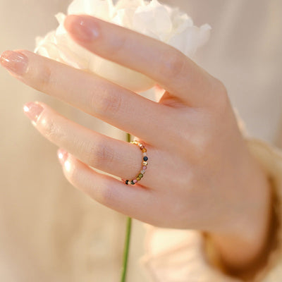 Buddha Stones Natural Tourmaline Positive Love Ring Ring BS 1