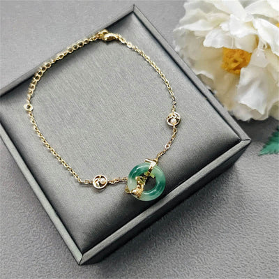 Buddha Stones Cyan Jade Koi Fish Healing Harmony Bracelet Bracelet BS 6