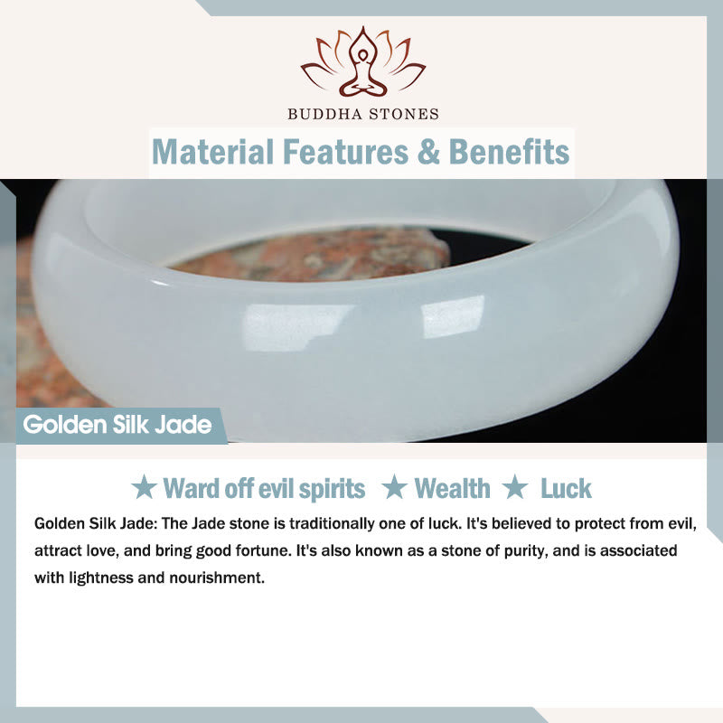 Buddha Stones Natural Translucent Golden Silk Jade Wealth Luck Bracelet Bangle Bracelet Bangle BS 13