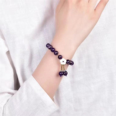 Buddha Stones Natural Amethyst Crystal Flower Spiritual Healing Bracelet Bracelet BS 2
