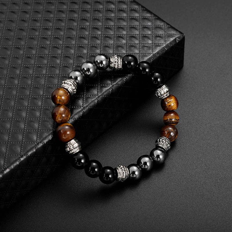 Buddha Stones Tiger Eye and Hematite Good Luck and Healing Bracelet Bracelet BS 5